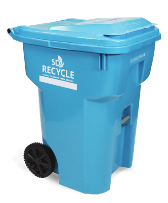 New light-blue City of San Diego recycling bin